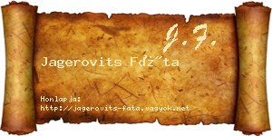 Jagerovits Fáta névjegykártya